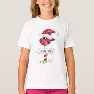 Camiseta Whimsical Red Navidad Bird