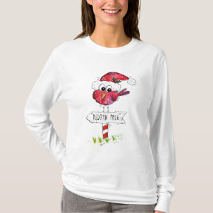 Camiseta Whimsical Red Navidad Bird
