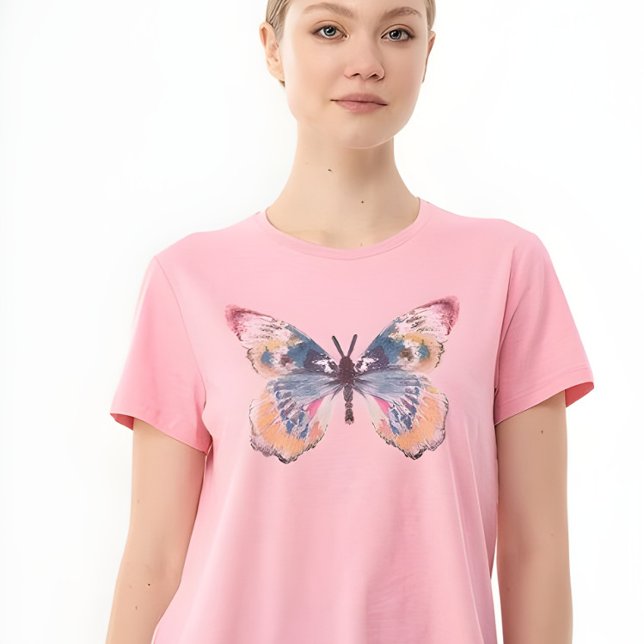 Camiseta Whimsical Watercolor Butterfly Graphic Pastel Pink (Subido por el creador)