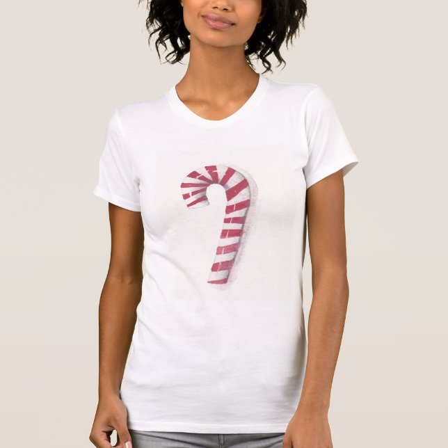 Camiseta Whimsical Watercolor Peppermint Candy Cane T-shirt (Anverso)