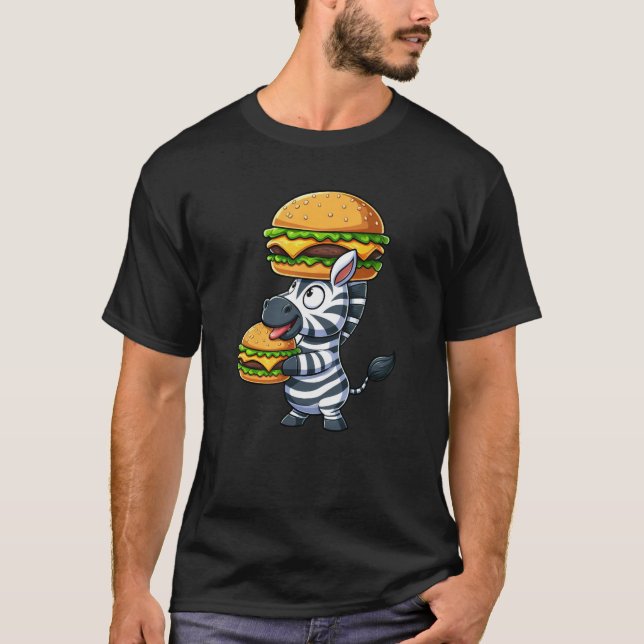Camiseta Whimsical Zebra Hamburger Fast Food Cheeseburger (Anverso)