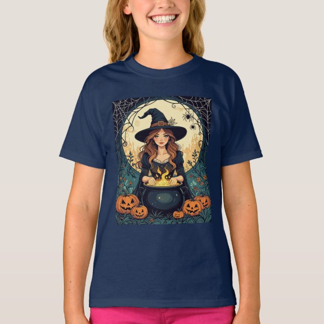 Camiseta Whimsically Enchanting Witch With Spiders (Anverso)