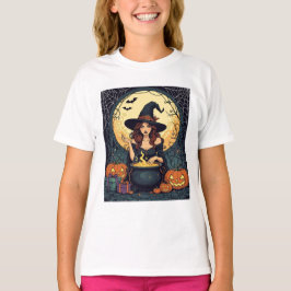 Camiseta Whimsically Enchanting Witch With Spiders and Jack