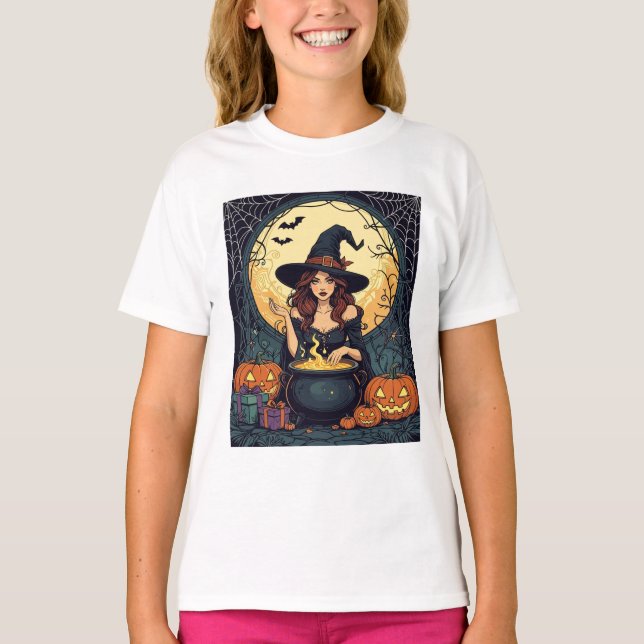 Camiseta Whimsically Enchanting Witch With Spiders and Jack (Anverso)