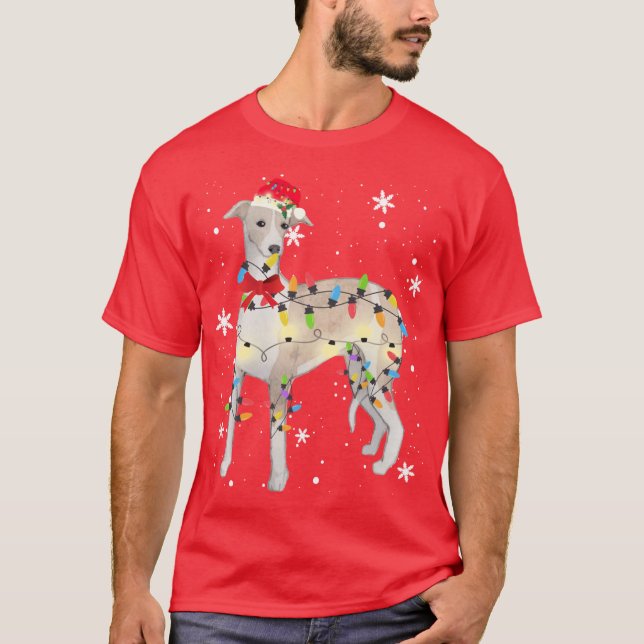 Camiseta Whippet Dog Christmas Light Xmas Mom Dad Gifts fri (Anverso)