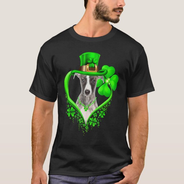 Camiseta Whippet Dog St Patricks Day Lover Irish Shamrock (Anverso)