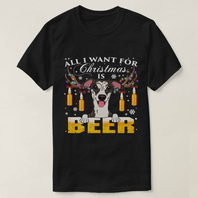 Camiseta Whippet Reindeer Beer Christmas Ornaments Xmas Lig (Diseño del anverso)