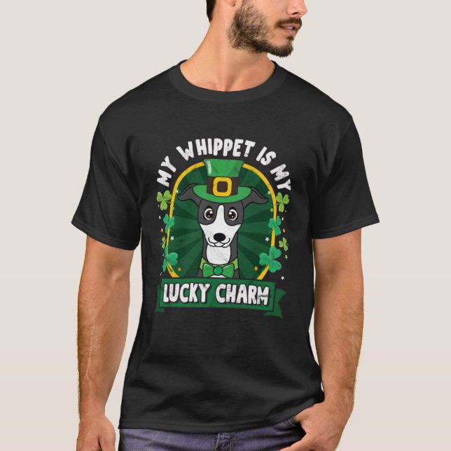 Camiseta Whippet St Patricks Lucky Charm Mom Dad (Anverso)