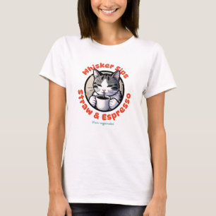 Camiseta Whisker Sips Coffee Cat Charm