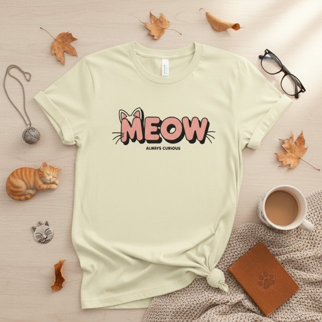 Camiseta Whisker Typography Design – MEOW Minimal Cat (Subido por el creador)