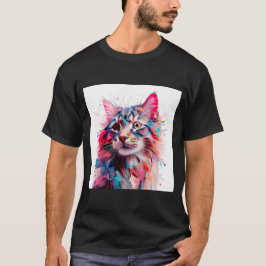 Camiseta Whiskers de acuarelas: un retrato de gato vibrante