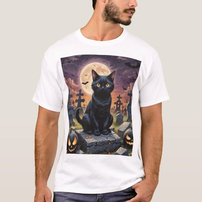 Camiseta Whiskers of the Witching Hour - Gato negro (Anverso)