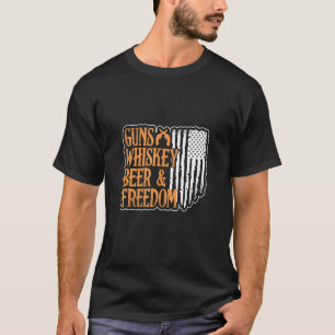 Camiseta Whiskey Beer and Freedom Alcohol Drink Whiskey