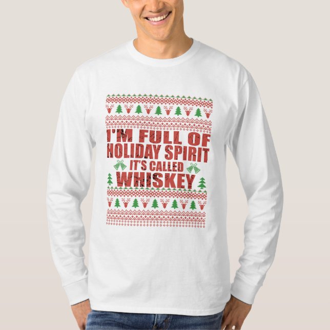 Camiseta Whiskey es mi chisme de navidades divertidos y feo (Anverso)