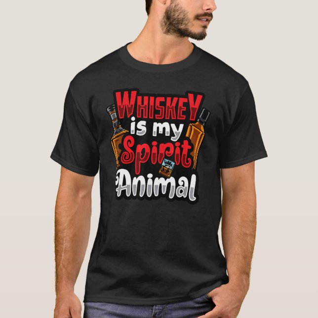 Camiseta Whiskey Es Mi Espíritu Las Bebidas De Animales Dis (Anverso)