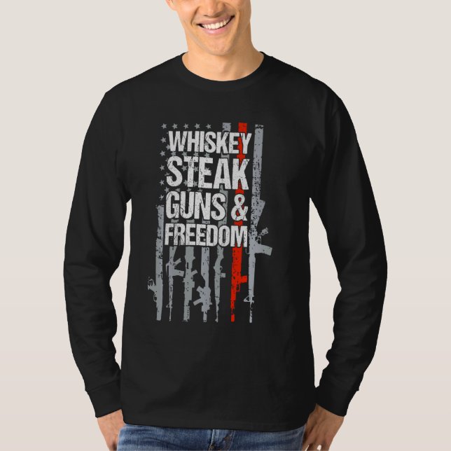 Camiseta Whiskey Steak Guns & Freedom Patriotic Dad Abuelo (Anverso)