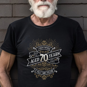 Camiseta Whiskey Vintage Mens 70th Birthday T-Shirt