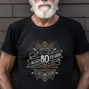 Camiseta Whiskey Vintage Mens 80 cumpleaños