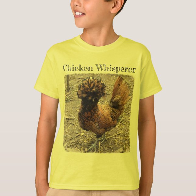 Camiseta Whisperer del pollo con la gallina polaca con (Anverso)