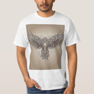 Camiseta "Whispering Wings: Futurista tatuaje de línea fina