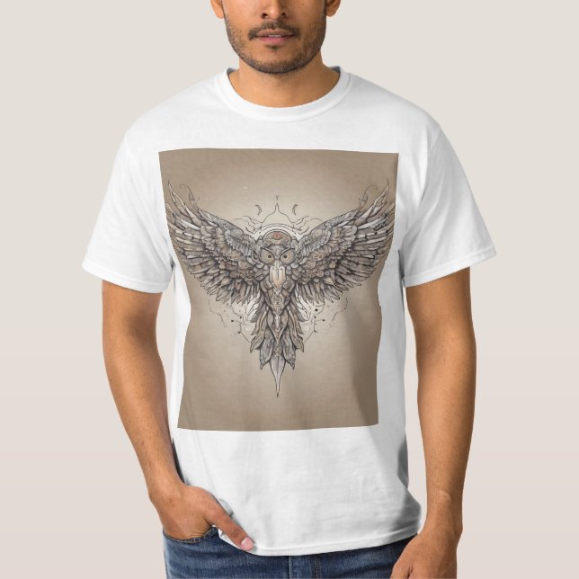 Camiseta "Whispering Wings: Futurista tatuaje de línea fina (Anverso)