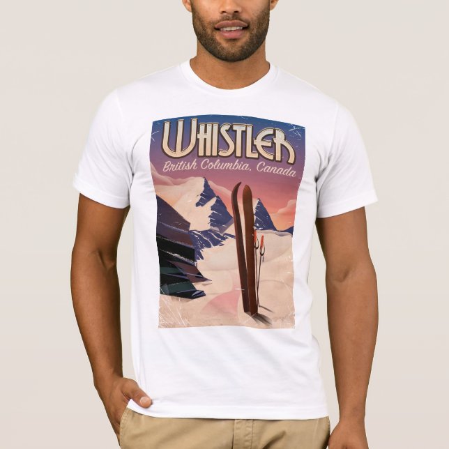 Camiseta Whistler, Vancouver, poster de esquí de Columbia B (Anverso)