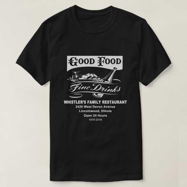 Camiseta Whistler's Family Restaurant, DarioNwood, ILL (Diseño del anverso)