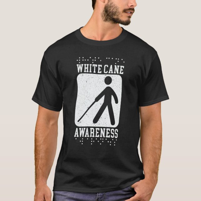 Camiseta White Cane Awareness Braille Blind Awareness  1 (Anverso)