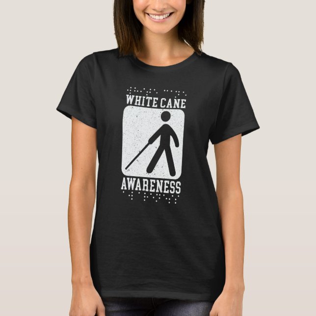 Camiseta White Cane Awareness Braille Blind Awareness  1 (Anverso)