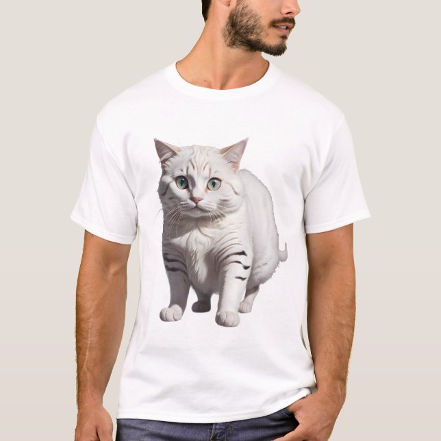 Camiseta White Cat with Subtle Gray Tabby Markings (Anverso)