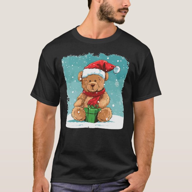 Camiseta White Christmas and funny Teddy Bear with Santa Cl (Anverso)