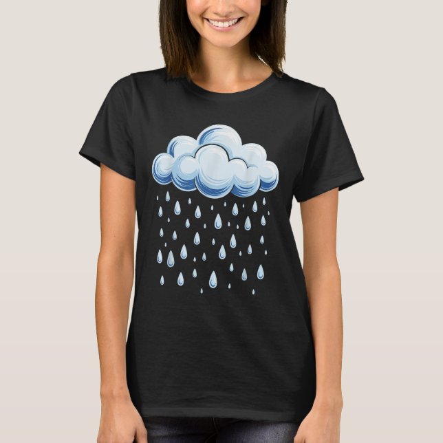 Camiseta White Clouds Rain Drop Shirt Adult Kids Men Women  (Anverso)
