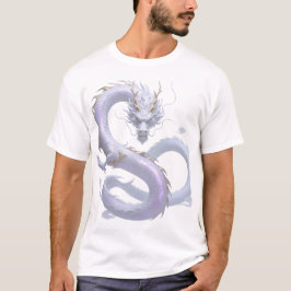 Camiseta White Dragon Art | Mythical Fantasy Aesthetic | Or