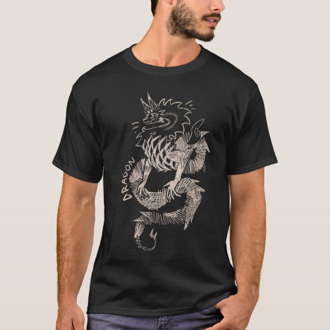 Camiseta White Dragon Sketch Graphic Design (Anverso)