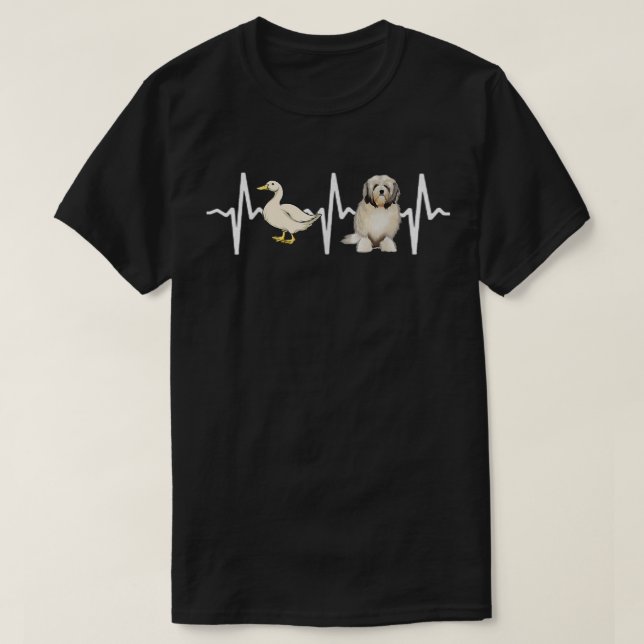 Camiseta White Duck Lowchen Heartbeat Dog Lover  (Diseño del anverso)