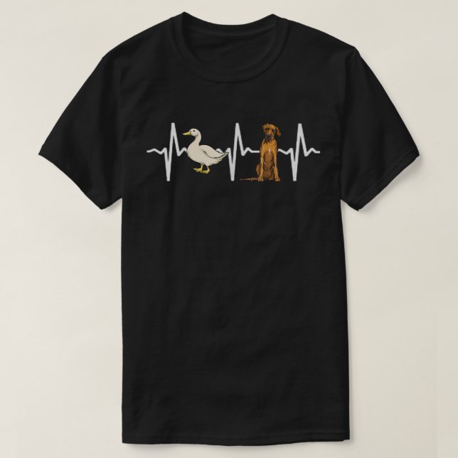 Camiseta White Duck Rhodesian Ridgeback Heartbeat Dog Lover (Diseño del anverso)