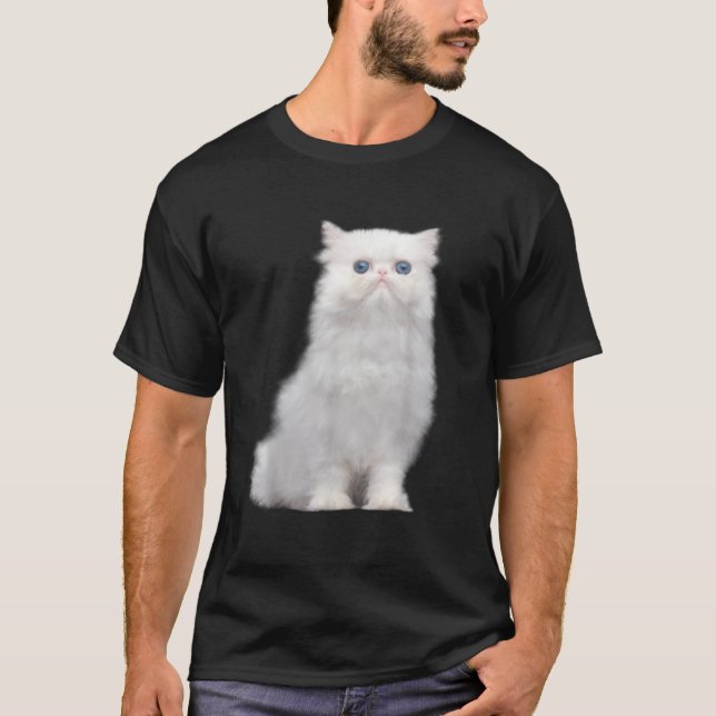 Camiseta White fluffy kitty with bright blue eyes  (Anverso)