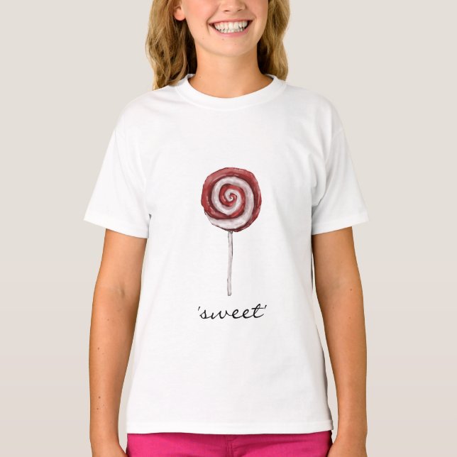 Camiseta White Girl's Ringer T-shirt - 'Sweet' (Anverso)