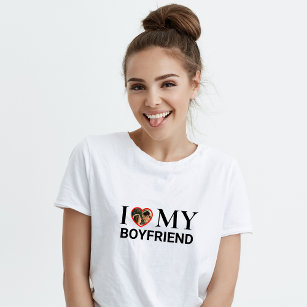Camiseta White I Love My Boyfriend Photo Heart T-Shirt