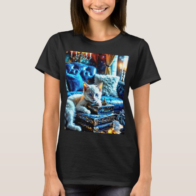 Camiseta White Kitten ama los libros (Anverso)