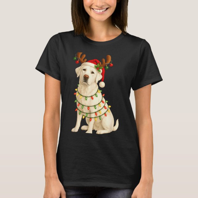 Camiseta White Lab Christmas Tree Light Pajama Labrador Dog (Anverso)