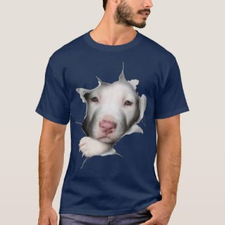 Camiseta White Pitbull Face Inside Funny
