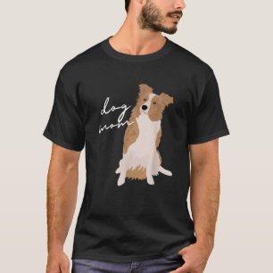 Camiseta White Red Merle Border Collie Dog Mom Dog Mom Woma