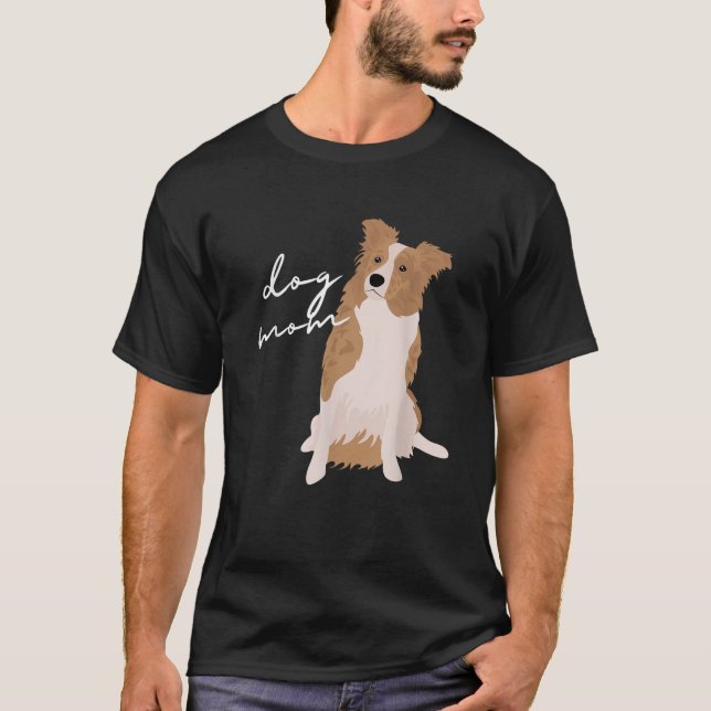 Camiseta White Red Merle Border Collie Dog Mom Dog Mom Woma (Anverso)