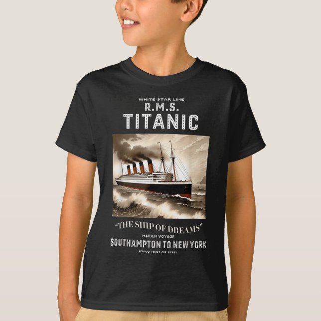Camiseta White Star Line Rms Titanic Ship Boys Kids Men  (Anverso)