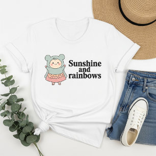 Camiseta White Sunshine and Rainbows T-Shirt – Trendy and C
