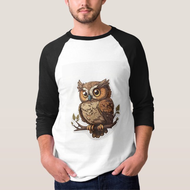Camiseta White t shirt with beautiful owl (Anverso)