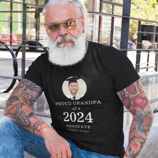 Camiseta White Text Photo Proud Grandpa of 2023 Graduate