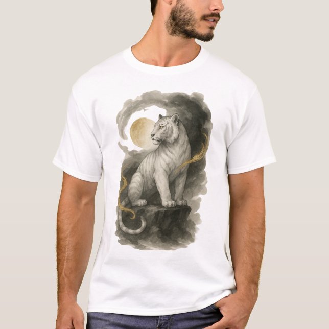 Camiseta 【White Tiger Japanese Ink Art T-Shirt】 (Anverso)