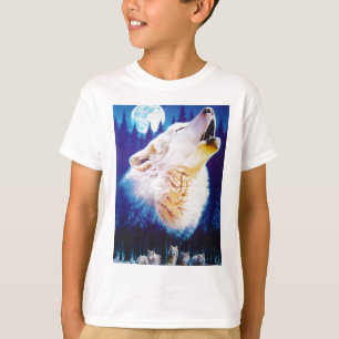 Camiseta White Wolf que grita en la luna azul llena